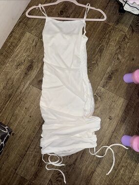Fashion Nova White Ruched Mini Dress